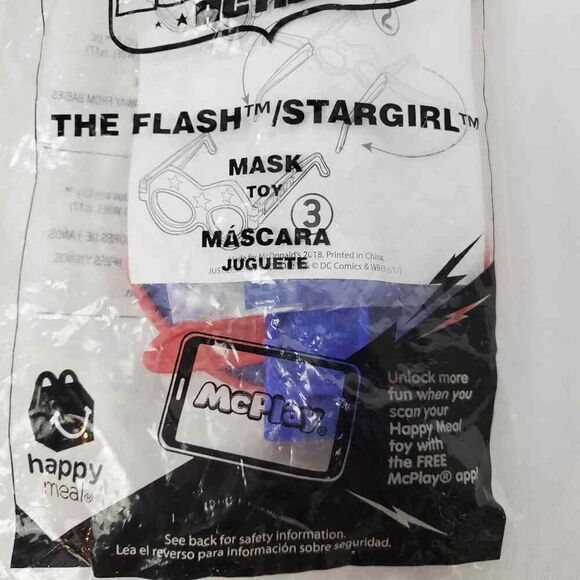 #7 Justice League Acton The Flash star girl mask, McDonald's happy meal toy NEW - Picture 3 of 3